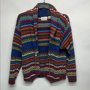 SJ Designs Multicolor Knit Sweater size medium western vintage